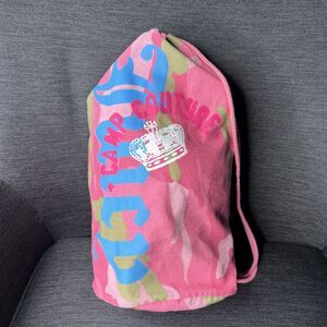 Juicy Couture RARE Camp Couture Cinch Sack Bag Backpack Pink Camo EUC
